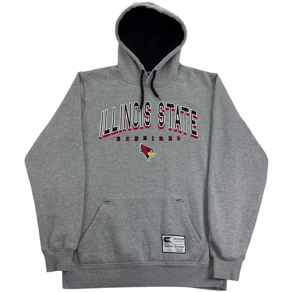 Illinois State Redbirds Hoodie Men's Medium Colosseum Athletics Grey Sweatshirt